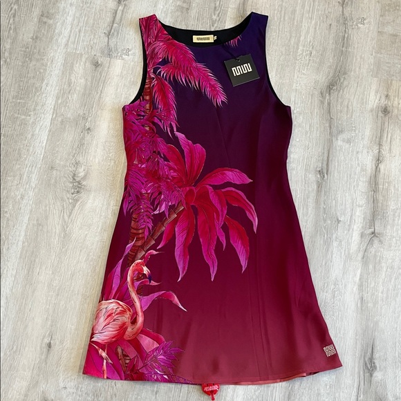 Muma World Midnight Electra Bias Mini Dress Vibrant Vacation Tropical NEW Wmns M - Picture 2 of 13